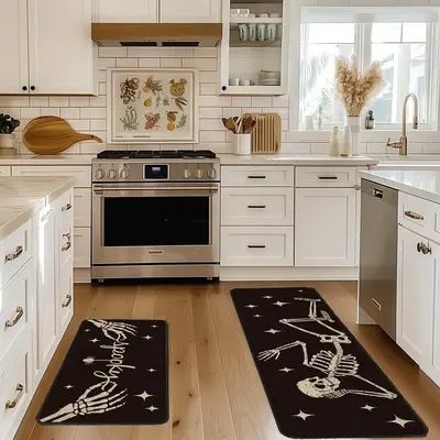 Skeleton Pattern Floor Mat, 2 Counts/set Bathroom Mat, Creative Non-slip Floor Carpet, Decorative Mat for Home Kitchen Bathro...