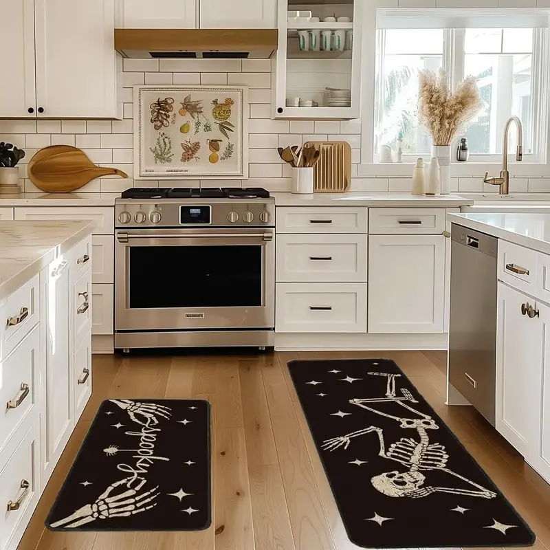 Skeleton Pattern Floor Mat, 2 Counts/set Bathroom Mat, Creative Non-slip Floor Carpet, Decorative Mat for Home Kitchen Bathro...