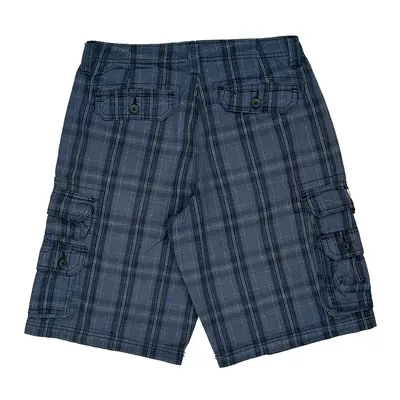 Lee Checked Cargo Shorts - 30W 12L Blue Cotton | Size: 30″ waist