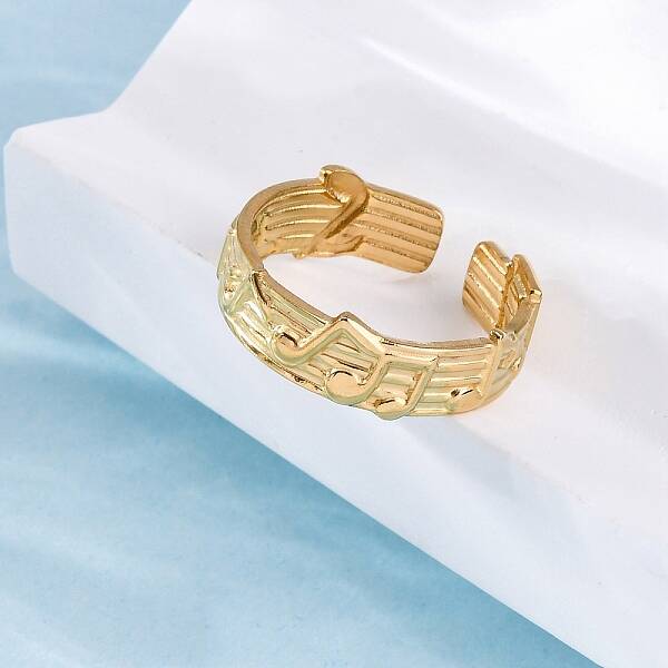 Musical Note 304 Stainless Steel Cuff Rings for Women