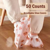 50 counts Disposable Thickened Cartoon Shoe Covers,Home Indoor Non-slip Anti-dirty Foot Cover, Breathable Foot Covers for Sho...