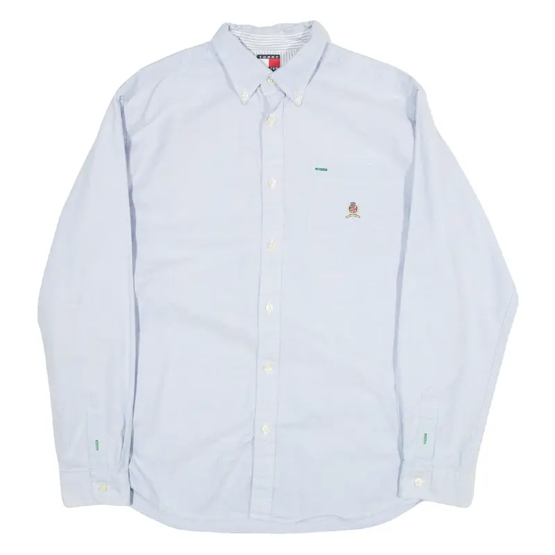 TOMMY HILFIGER Mens Plain Shirt Blue Long Sleeve XL