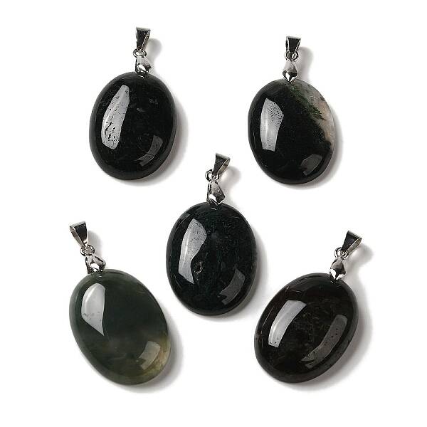 Natural Moss Agate Pendants