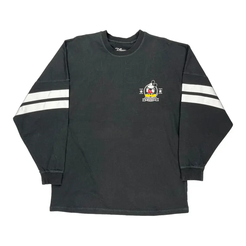 Mickey Mouse Disney Cartoon Long Sleeve T-Shirt - Large Black Cotton