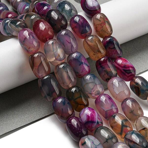 Natural Dragon Veins Agate Beads Strands