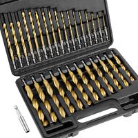 13/21/30 PCS Titanium Coated Drill Bit Set – High-Speed Steel Drill Bits with 135° Split Point & Hex Shank – Includes Du...