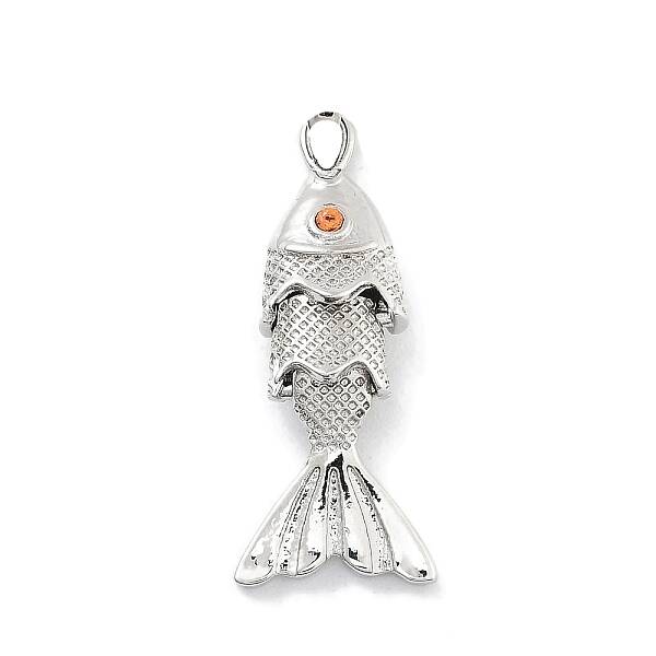 Fish Rack Plating Brass Micro Pave Cubic Zirconia Pendants