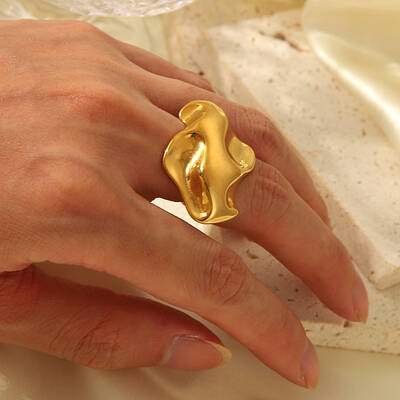 Stainless Steel Handmade Polishing Irregular Shaped Cuff Rings