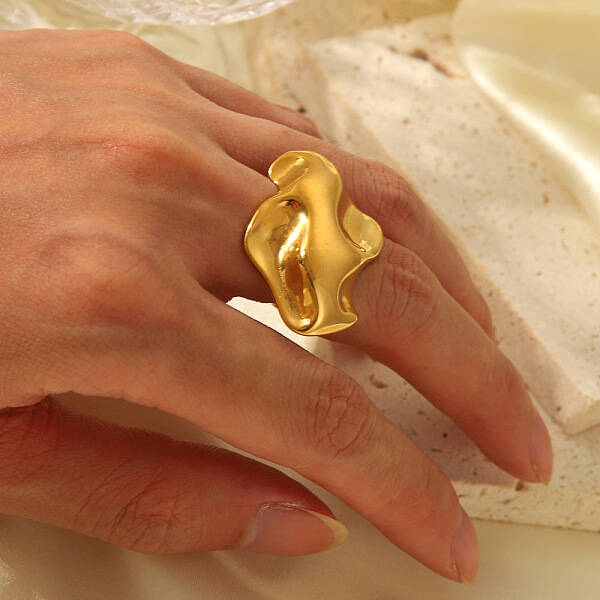 Stainless Steel Handmade Polishing Irregular Shaped Cuff Rings
