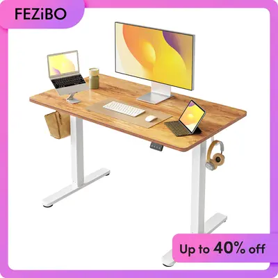 FEZIBO Summer Sale Height Adjustable Electric Standing Desk 48 x 24 Inches Sit Stand Home Office Desk with Splice Board Black...