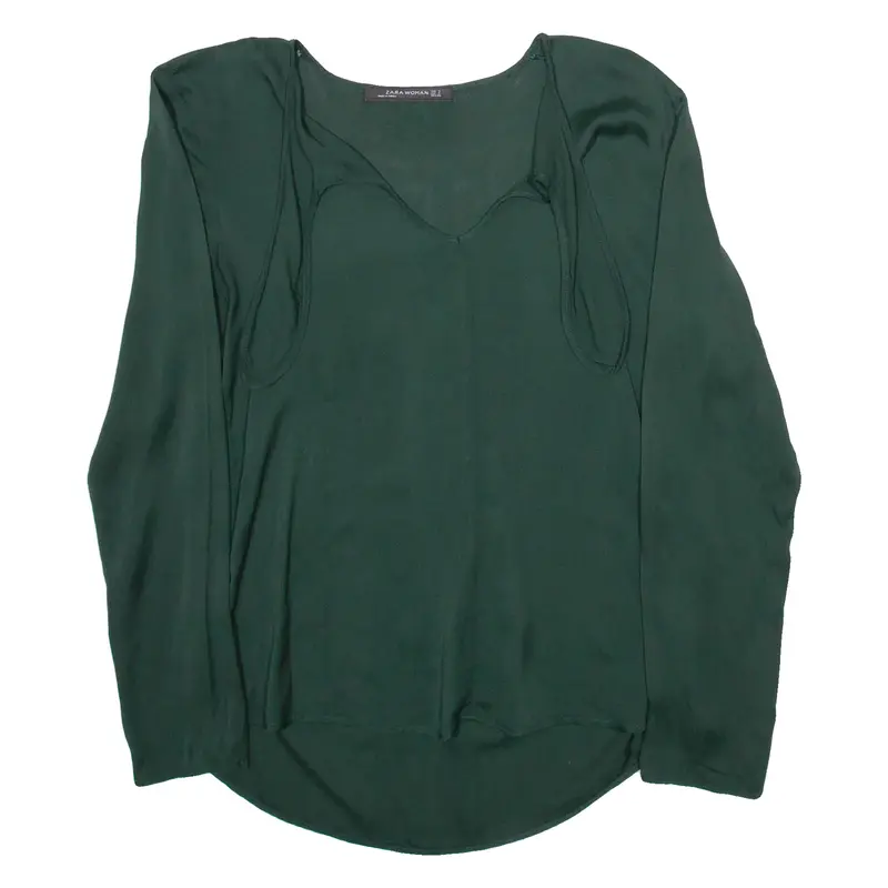 ZARA Womens Blouse Green Long Sleeve S