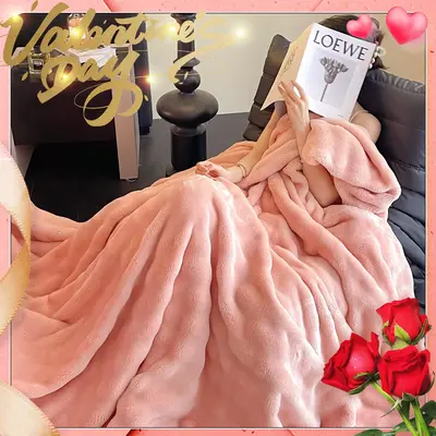 Solid Color Double Sided Blanket, 1 Count 320GSM Soft Comfortable Throw Blanket, Warm Napping Blanket for Home Office Travel...