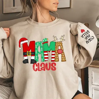 Christmas Elf Elk Claus Custom Mom Daughter Sweatshirt - Aperturee