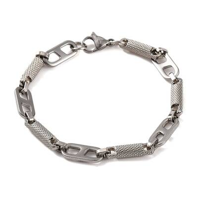 Tarnish Resistant 201 Stainless Steel Column & Oval Link Chain Bracelets