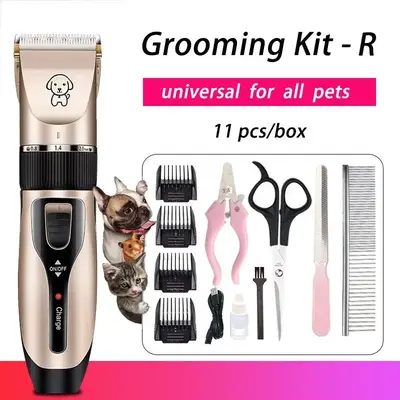 Dog Grooming Kit Clippers, Low Noise, Electric Quiet, Rechargeable, Cordless, Pet Hair Thick Coats Clippers Trimmers Set, Sui...