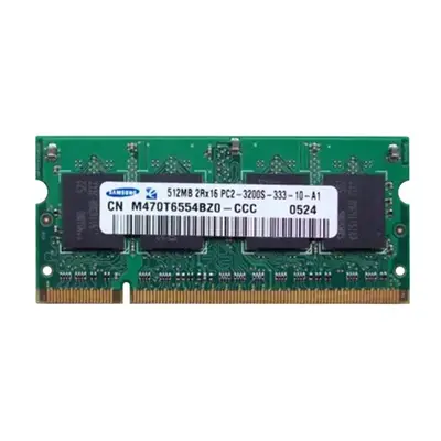 Samsung M470T6554BZ0-CCC | 512MB DDR2-400MHz PC2-3200 Non-ECC Unbuffered SODIMM CL3 2Rx8 1.8V 200-Pin Memory Module
