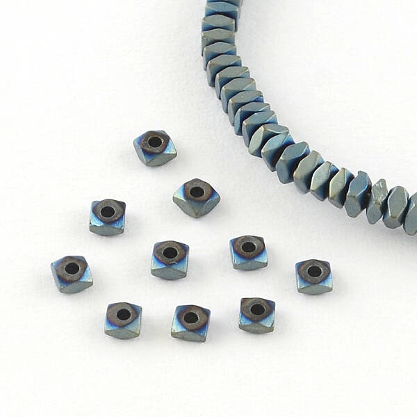 Square Electroplated Non-magnetic Synthetic Hematite Bead Spacers