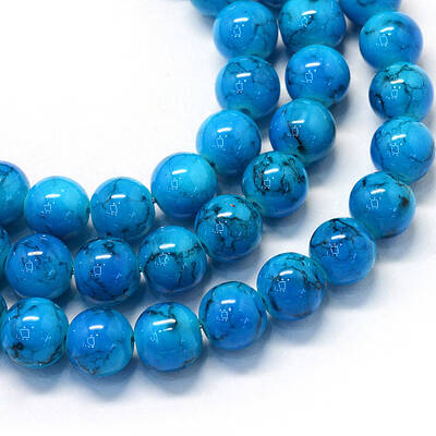 Baking Painted Glass Round Bead Strands