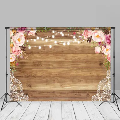 Romantic Pink Floral Wooden Texture Backdrop For Photo - Aperturee