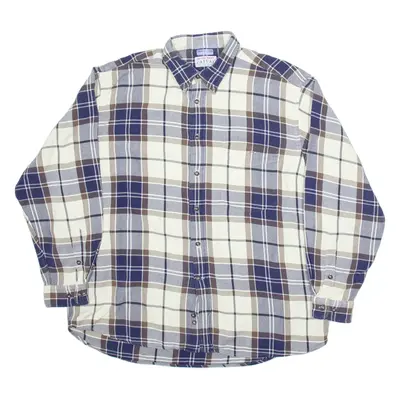 JACQUES BRITT Mens Shirt Blue Check Long Sleeve XL