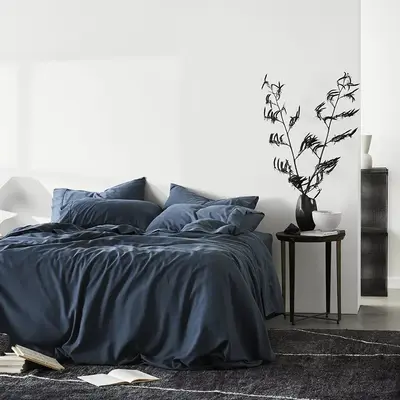 CleanBamboo Hemp™ Linen+ Duvet Cover | Color: Ink | Size: Full/Queen