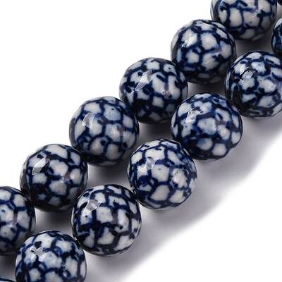Handmade Blue and White Porcelain Beads Strands