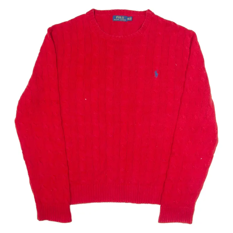 POLO RALPH LAUREN Mens Jumper Red Cable Knit 2XL