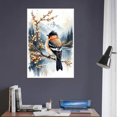Serene Sanctuary - Bird & Bloom Framed Art Print