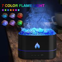 Desk Volcano Flame Diffuser Humidifier, Essential Oil Ultrasonic Colorful Flame Diffuser, Cool Mist, Quiet, 3 Gear Timing, Au...