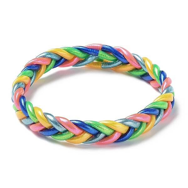 Sparkling Plastic Cord Braided Stretch Bracelets