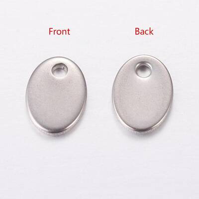 Tarnish Resistant Original Color Flat Oval Stamping Blank Tag Charms 201 Stainless Steel Pendants