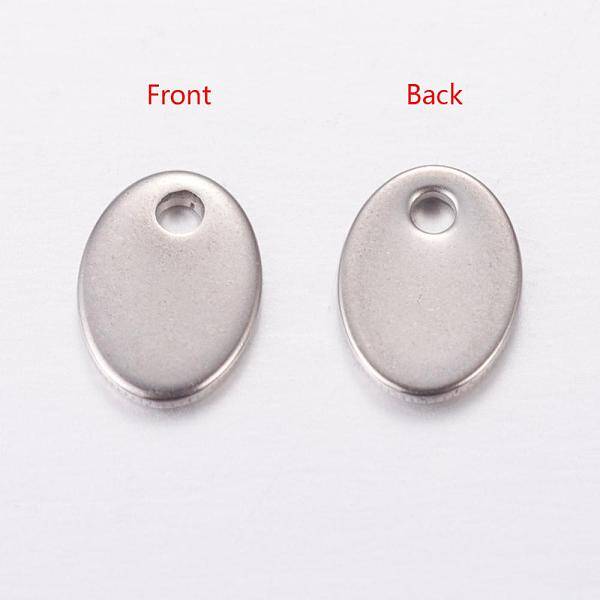 Tarnish Resistant Original Color Flat Oval Stamping Blank Tag Charms 201 Stainless Steel Pendants