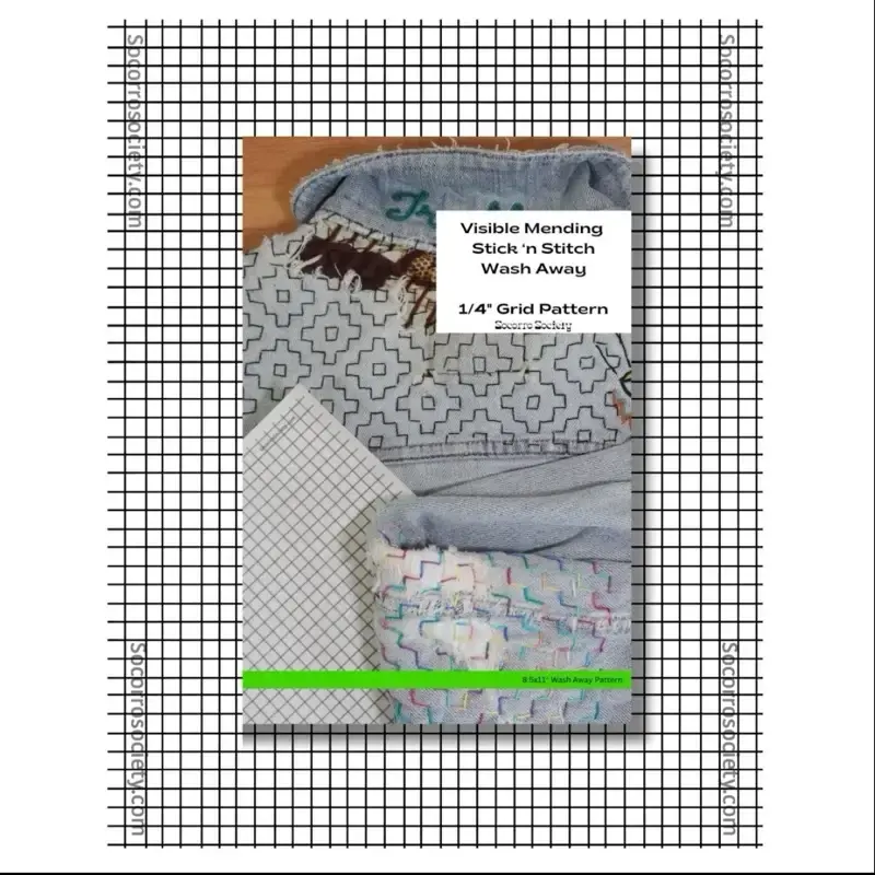 Socorro Society Visible Mending ¼” Grid Full Sheet Stick and Stitch Pattern