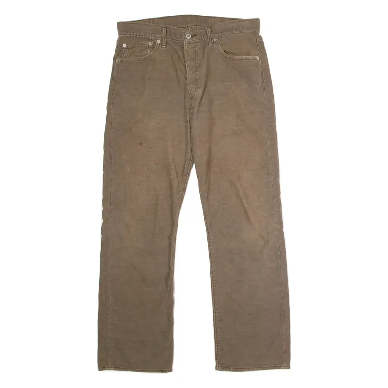 LEVI'S 401 Mens Corduroy Trousers Brown Regular Straight W34 L30