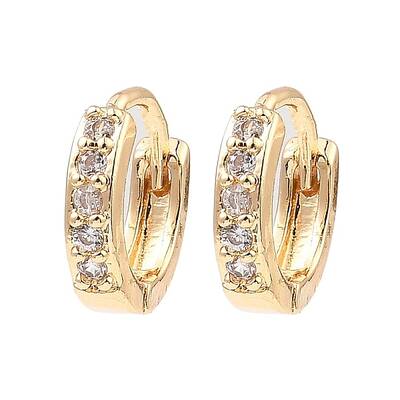 Brass Micro Pave Cubic Zirconia Hoop Earring