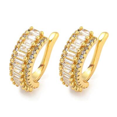 Brass Micro Pave Cubic Zirconia Cuff Earrings