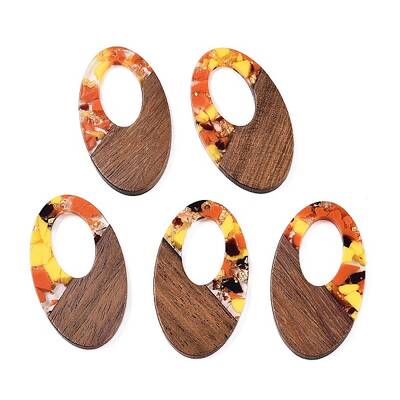 Transparent Resin and Walnut Wood Pendants