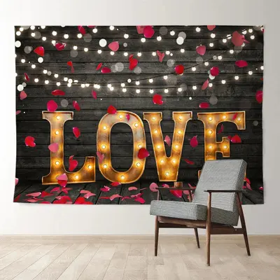 Aperturee Lighting Love Fallen Heart Wooden Valentine Backdrop