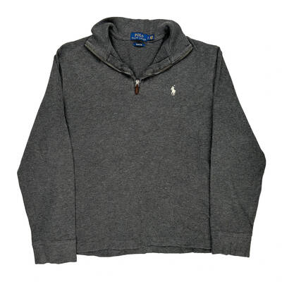 Polo By Ralph Lauren 1/4 Zip - Small Grey Cotton Blend