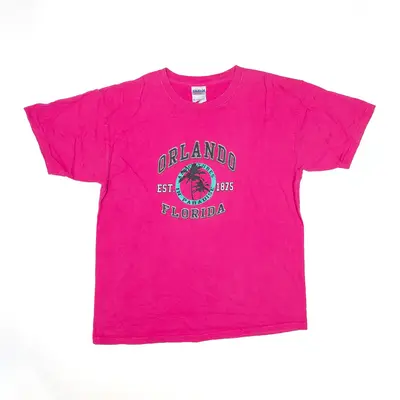 GILDAN Orlando Florida T-Shirt Pink USA Short Sleeve Girls XL