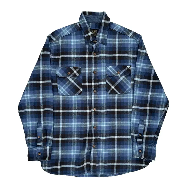 Heritage Flannel Jachs Checked Flannel Shirt - Large Blue Cotton