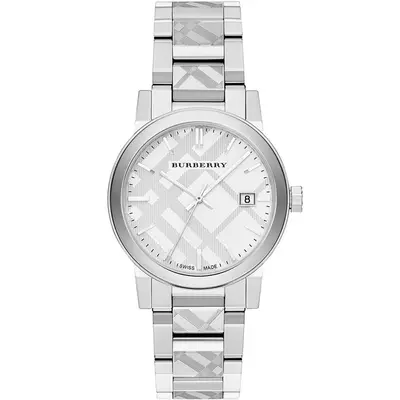 Burberry BU9037 The City Engraved Checked Steel Unisex Watch
