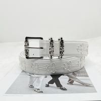 Retro Vine Roller Belt with Pebbled Pattern Unisex Literary Youth Fashion Featuring Colorful Crosses and Intricate Buckles in...