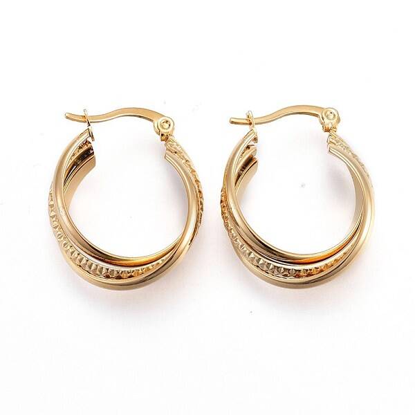 Ion Plating(IP) 304 Stainless Steel Triple Hoop Earrings