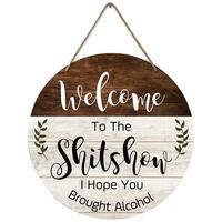 Welcome Wooden Sign, Letter Pattern Wood Door Sign, Funny Welcome Wall Hanging Plaque for Front Door Entryway Porch Bar Pub F...