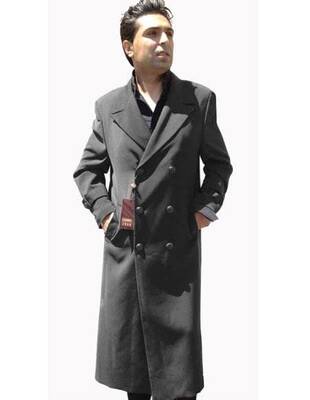 Mens Overcoat -Mens Long Wool Topcoats- Topcoat For Men-Mens Double breasted Overcoat - Charcal Double breasted Coat
