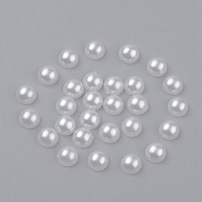 Half Round Domed Imitated Pearl Acrylic Cabochons