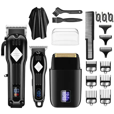 3 in 1 Electric Shaver Kit with Digital Display, 1 Set Multi-use Rechargeable Hair Clipper Set with Accessories, Electric Bea...