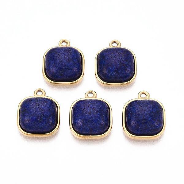 Dyed Natural Lapis Lazuli Square Pendants