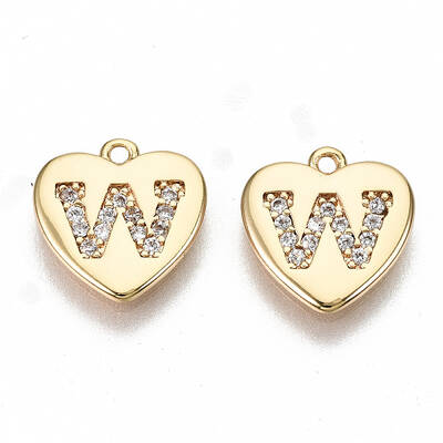 Brass Micro Pave Clear Cubic Zirconia Charms